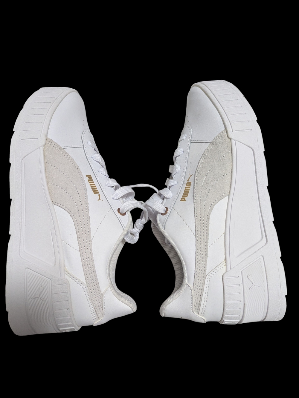 Puma White Platform Sneakers with Gold Detail - Picture 5 of 7